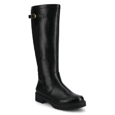 Journee Collection Journee Women's Zemmie Knee High Wide-calf Casual Quilted Boots In Black