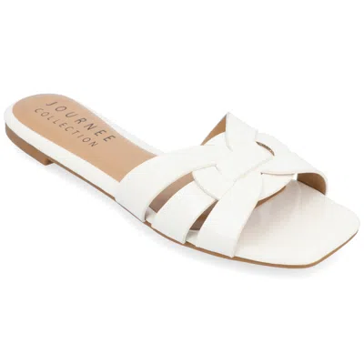 Journee Collection Journee Womens Arrina Wide Width Flat Sandals In White