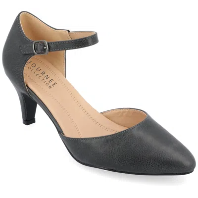 Journee Collection Journee Womens Bettie Almond Toe Mid Heel Pumps In Grey