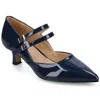 Journee Collection Journee Womens Carnation Medium And Wide Width Kitten Heel Mary Jane Pumps In Blue