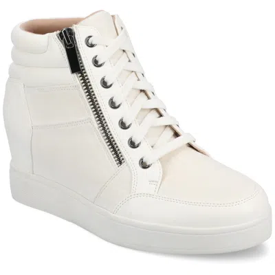 Journee Collection Journee Womens Clarity High Top Wedge Sneaker In White