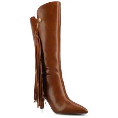 Journee Collection Journee Womens Dolly Knee High Tassel Boots In Brown