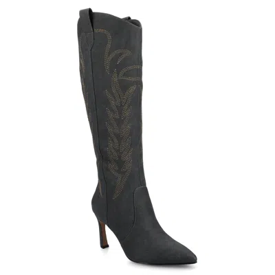 Journee Collection Journee Womens Laramie Knee High Western Boots In Black