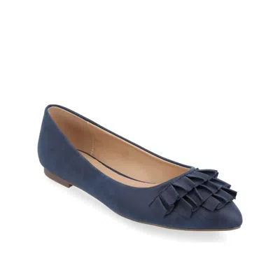 JOURNEE COLLECTION JUDY BALLET FLATS BLUE FAUX LEATHER RUFFLED ZPO3821