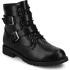 Journee Collection Journee Women's Juliah Buckle Detail Lace-up Ankle Boots In Black