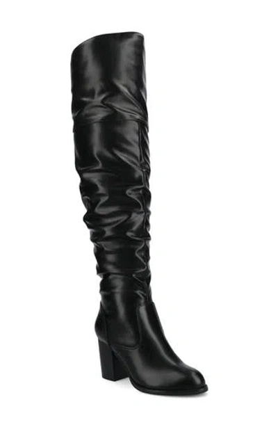 Journee Collection Kaison Wide Calf Ruched Tall Boot In Black