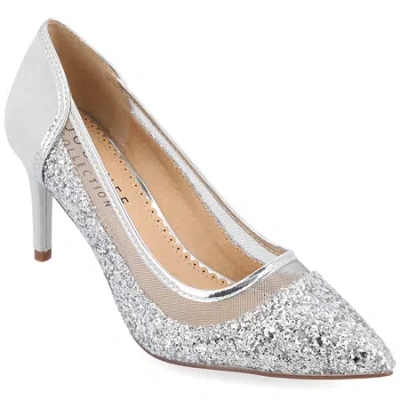 Journee Collection Kalani Womens Pointed Stiletto Heel Pumps In Silver