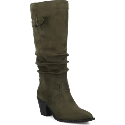 Journee Collection Kaleah Extra Wide Calf Boot In Olive Suede