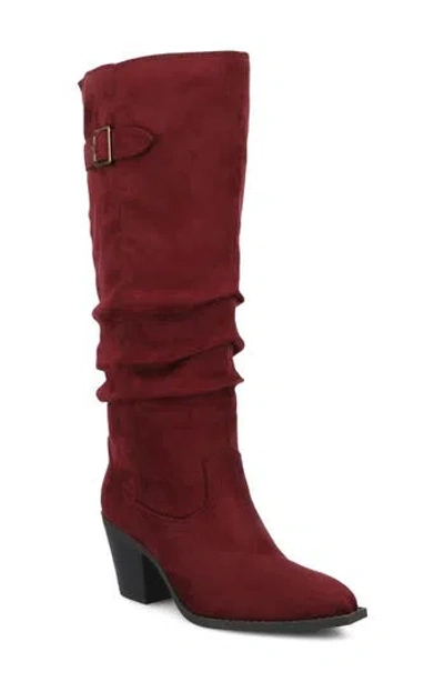 Journee Collection Kaleah Knee High Boot In Oxblood Suede