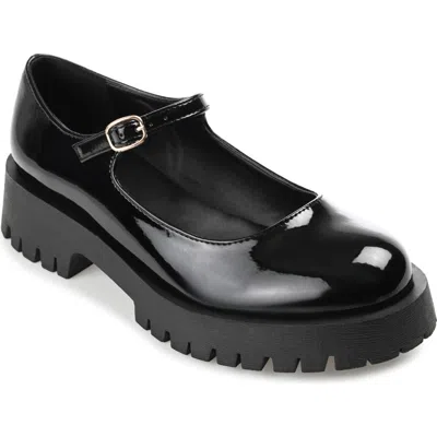 Journee Collection Kamie Mary Jane Platform Flat In Patent/black