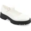 Journee Collection Kamie Mary Jane Platform Flat In Patent/white