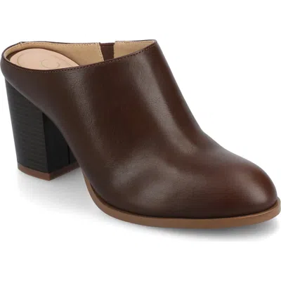 Journee Collection Kendra Block Heel Mule In Brown