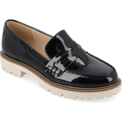 Journee Collection Kenley Penny Loafer In Patent/black