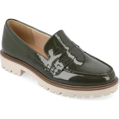 Journee Collection Kenley Penny Loafer In Patent/green