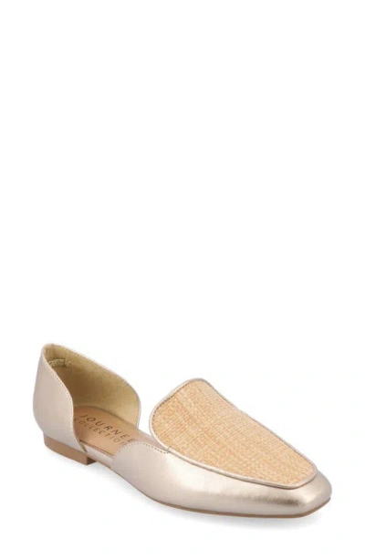 Journee Collection Kennza Mixed Media Loafer In Gold