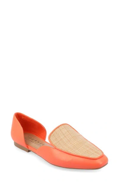 Journee Collection Kennza Mixed Media Loafer In Orange