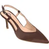Journee Collection Knightly Pointed Toe Slingback Pump In Brown