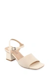 Journee Collection Knit Block Heel Sandal In Beige