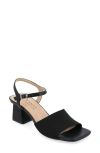 Journee Collection Knit Block Heel Sandal In Black