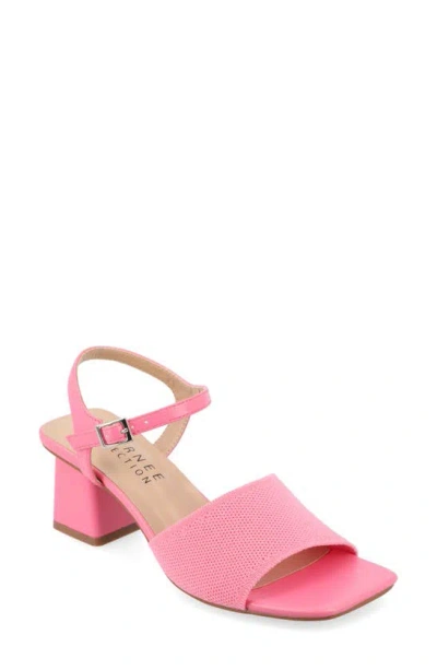 Journee Collection Knit Block Heel Sandal In Pink