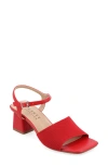 Journee Collection Knit Block Heel Sandal In Red