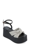 Shop Journee Collection Lailee Ankle Strap Platform Sandal In Black/white