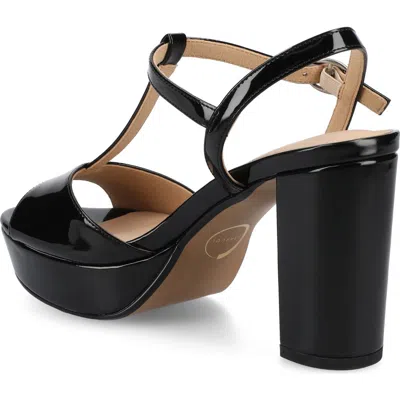 Journee Collection Lavine Slingback Flat Sandal In Patent/black
