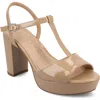 Journee Collection Lavine Slingback Flat Sandal In Patent/nude