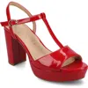 Journee Collection Lavine Slingback Flat Sandal In Patent/red