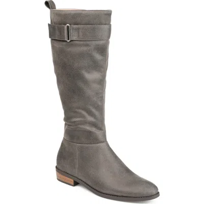 Journee Collection Womens Lelanni Wide Calf Stacked Heel Riding Boots In Gray
