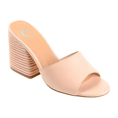 Journee Collection Leslee Womens Round Open Toe Block Heel Pumps In Sand