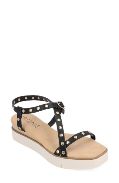 Journee Collection Lindsay Studded Tru Comfort Platform Sandal In Black
