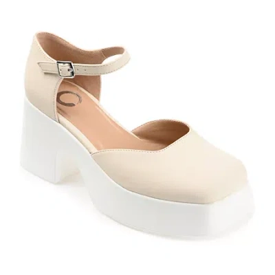 Journee Collection Lizaa Womens Square Closed Toe Block Heel Pumps In Sand