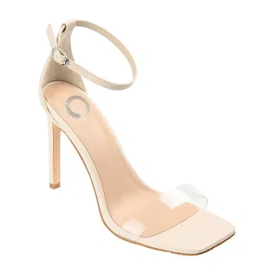 Journee Collection Lorelei Womens Round Open Toe Stiletto Heel Pumps In White