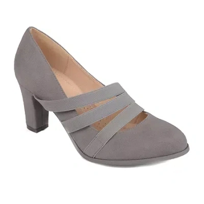 Journee Collection Loren Womens Round Stacked Heel Pumps In Gray