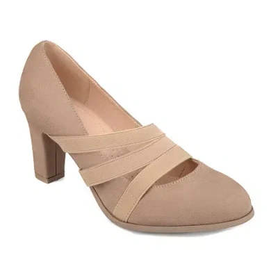 Journee Collection Loren Womens Round Stacked Heel Pumps In Neutral