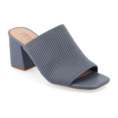 Journee Collection Lorenna Womens Round Open Toe Block Heel Pumps In Blue