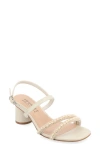 Journee Collection Lornnah Beaded Strap Block Heel Sandal In Off White