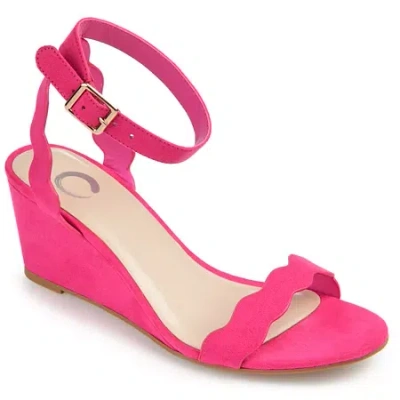 Journee Collection Loucia Womens Round Open Toe Wedge Heel Pumps In Pink