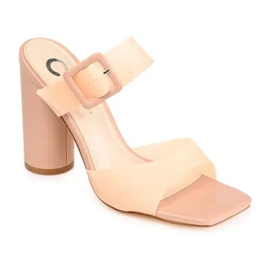 Journee Collection Luca Womens Round Open Toe Block Heel Pumps In Sand