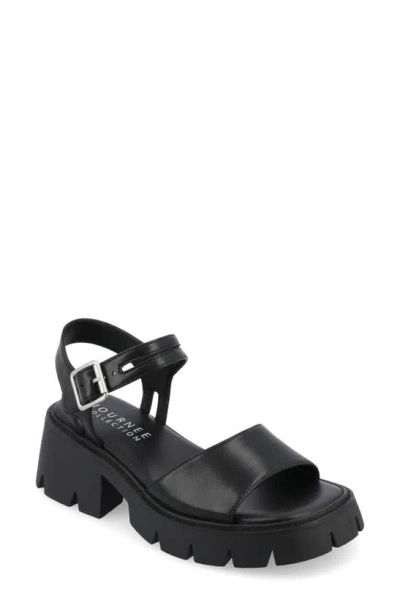 Journee Collection Lug Platform Sandal In Black