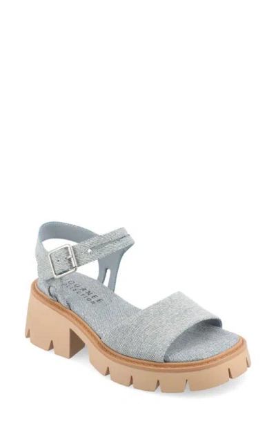 Journee Collection Lug Platform Sandal In Light Denim