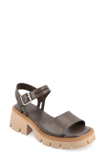 Journee Collection Lug Platform Sandal In Taupe