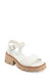 Journee Collection Lug Platform Sandal In White