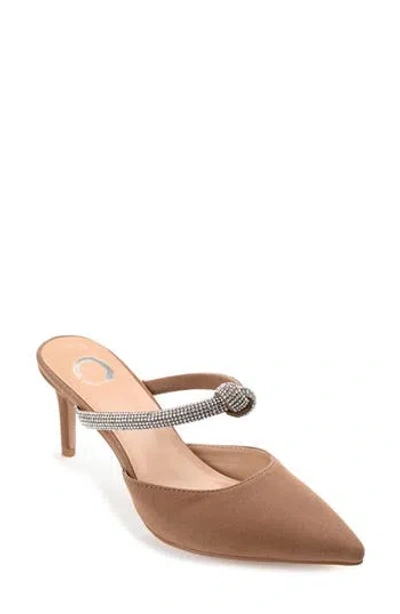 Journee Collection Lunna Crystal Embellished Pump In Brown