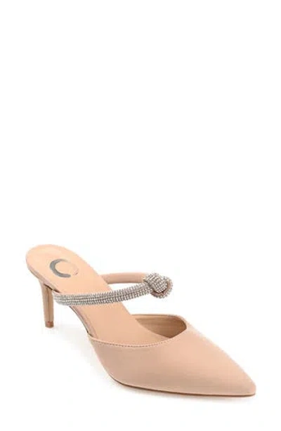 Journee Collection Lunna Crystal Embellished Pump In Rose Tan