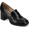 Journee Collection Women's Ezzey Block Heel Loafers In Black Smooth