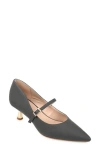 Journee Collection Womens Manza Kitten Heel Mary Jane Pointed Toe Pumps In Charcoal