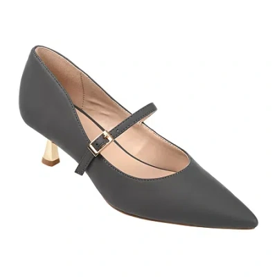 Journee Collection Manza Womens Pointed Closed Toe Spool Heel Pumps In Gray
