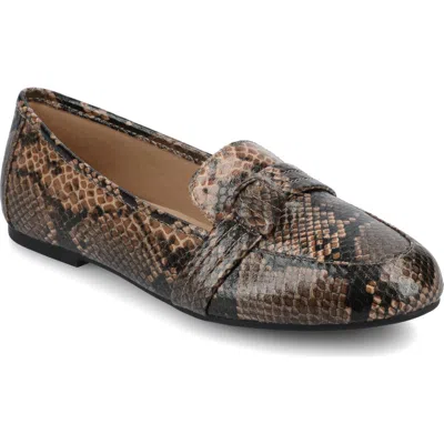 Journee Collection Marci Knotted Strap Loafer In Animal Print